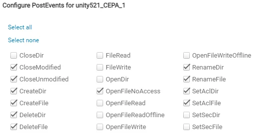 NAM Required Events For CIFS