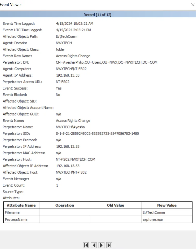 Event Viewer Window