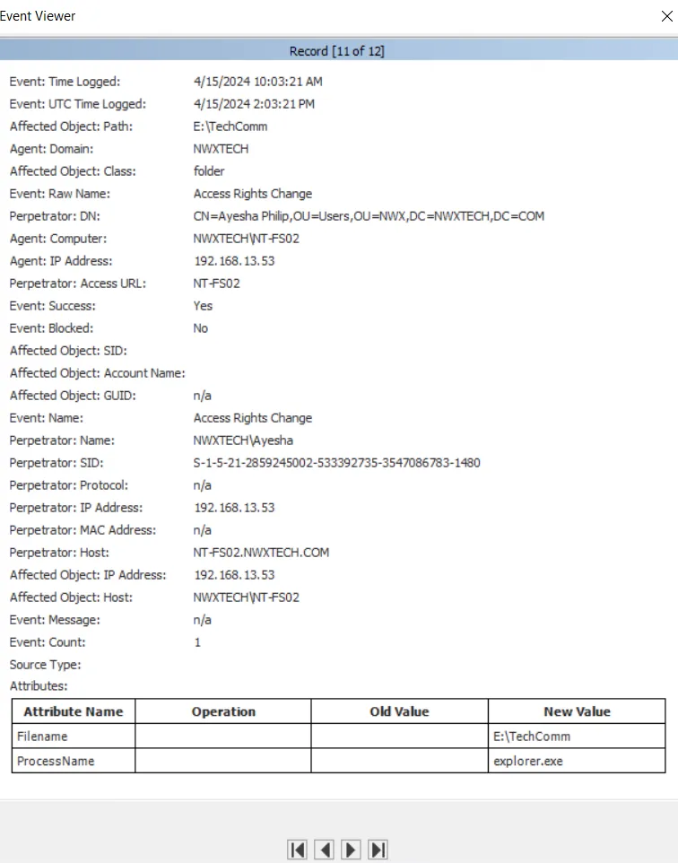 Event Viewer Window