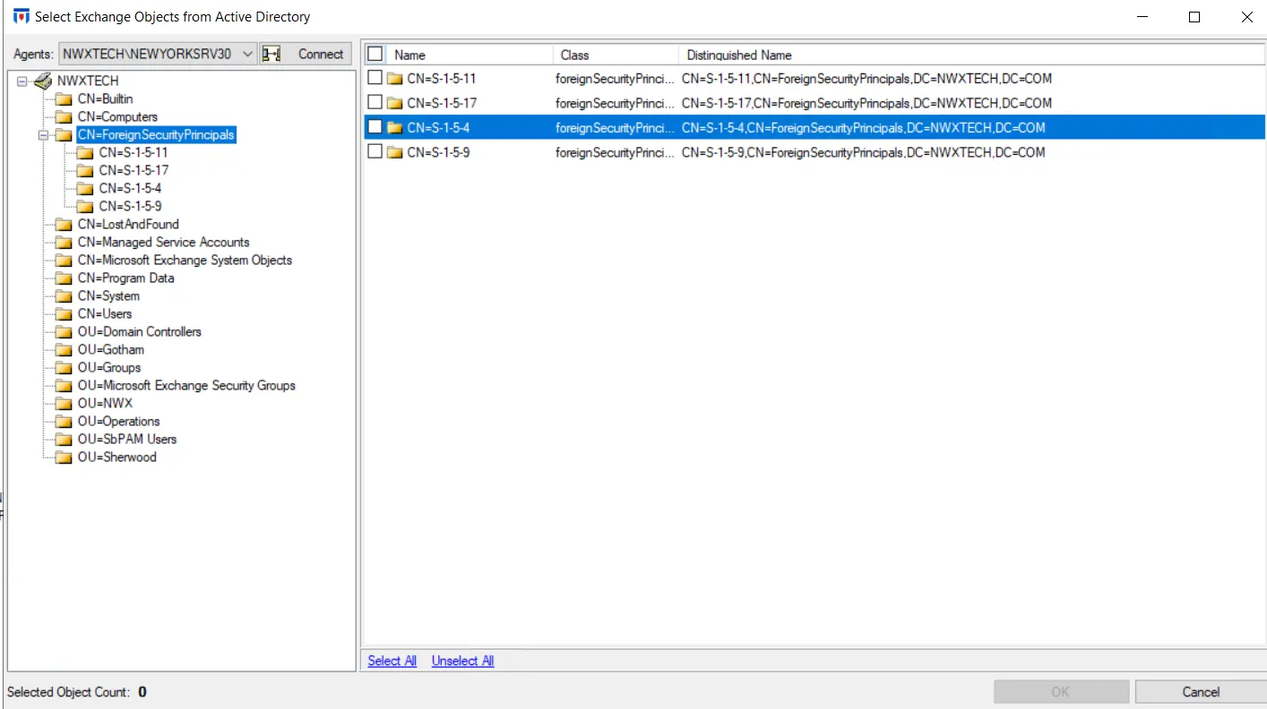 Select Exchange Objects from Active Directory Window | Netwrix Product ...