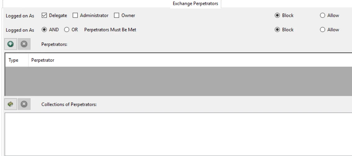 Policy window - Exchange Perpetrator filter for lockdown