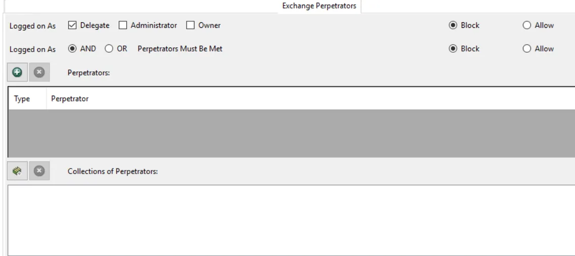 Policy window - Exchange Perpetrator filter for lockdown