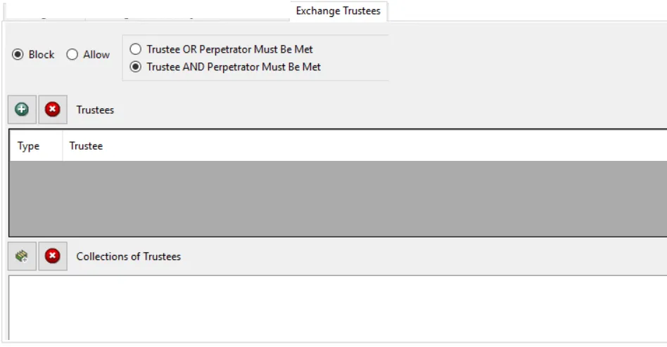 Policy window - Exchange Trustees filter for lockdown