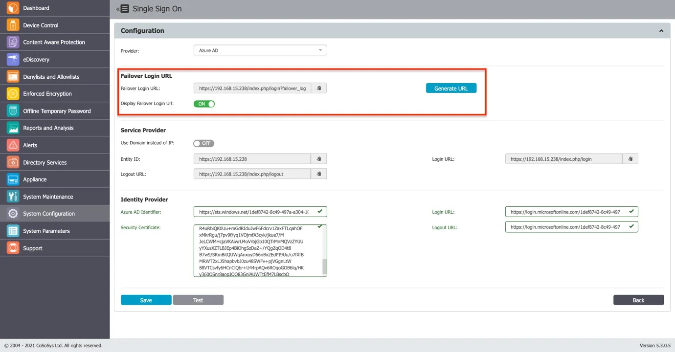Failover Login URL