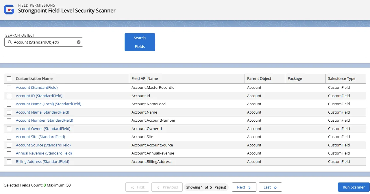 Field Level Scanner example