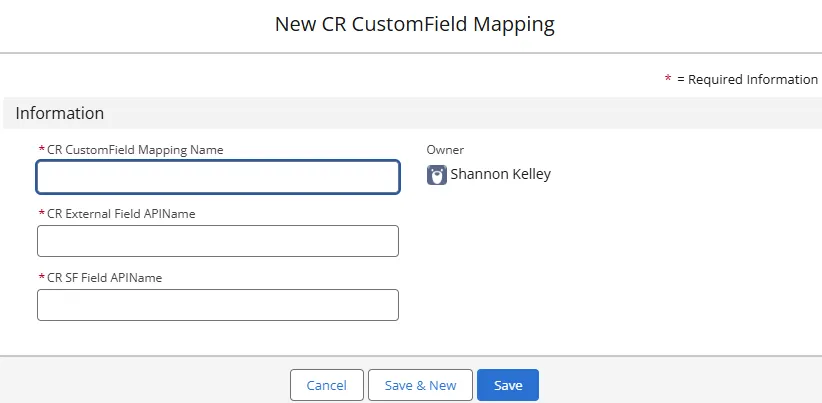 Create a new mapping record