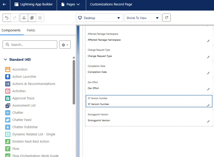Check record page for fields and visibility