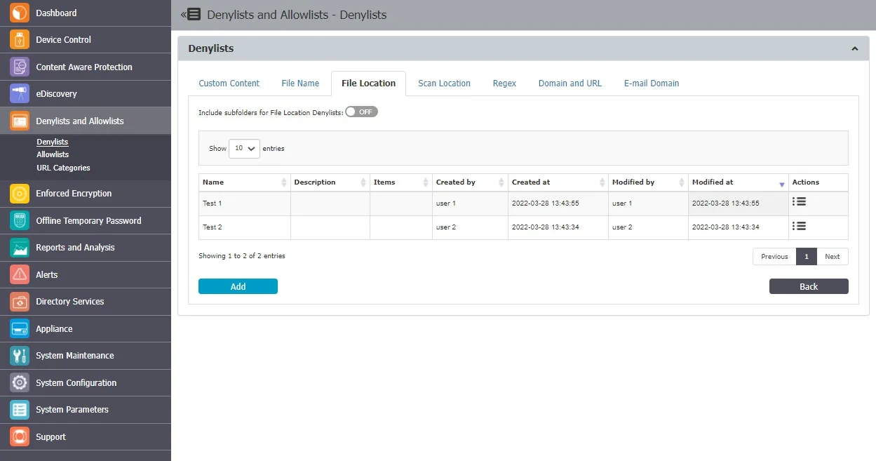 File Location Denylists