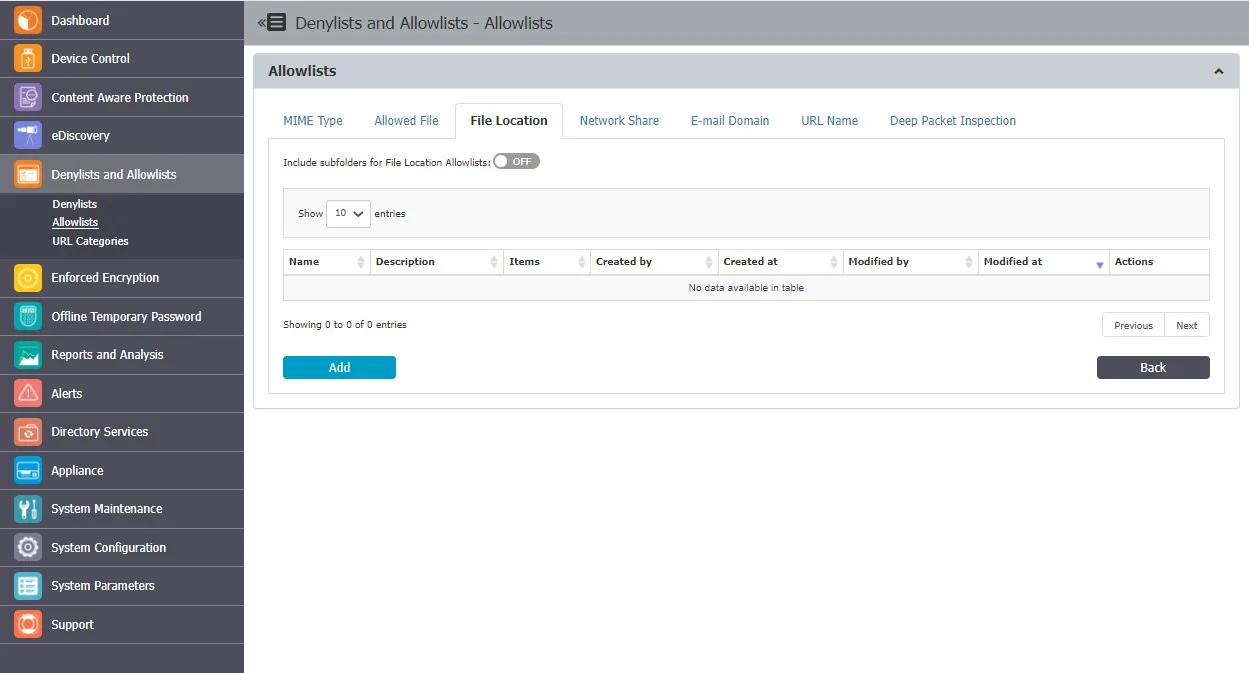 File Location Allowlists