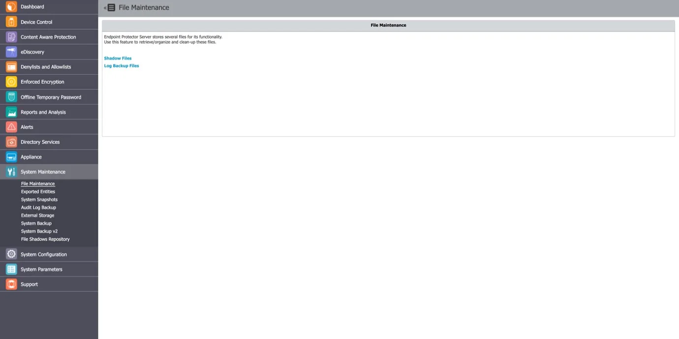 Retrieve, organize and clean-up ﬁles used by the Endpoint Protector Server