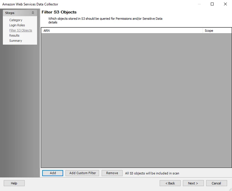 Filter S3 Objects page