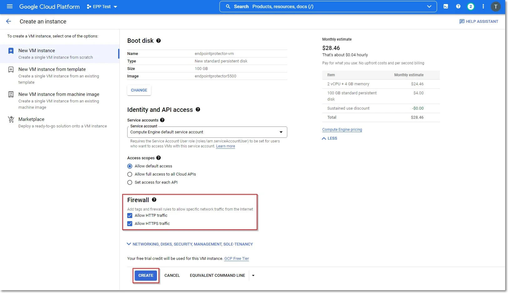 Firewall configuration
