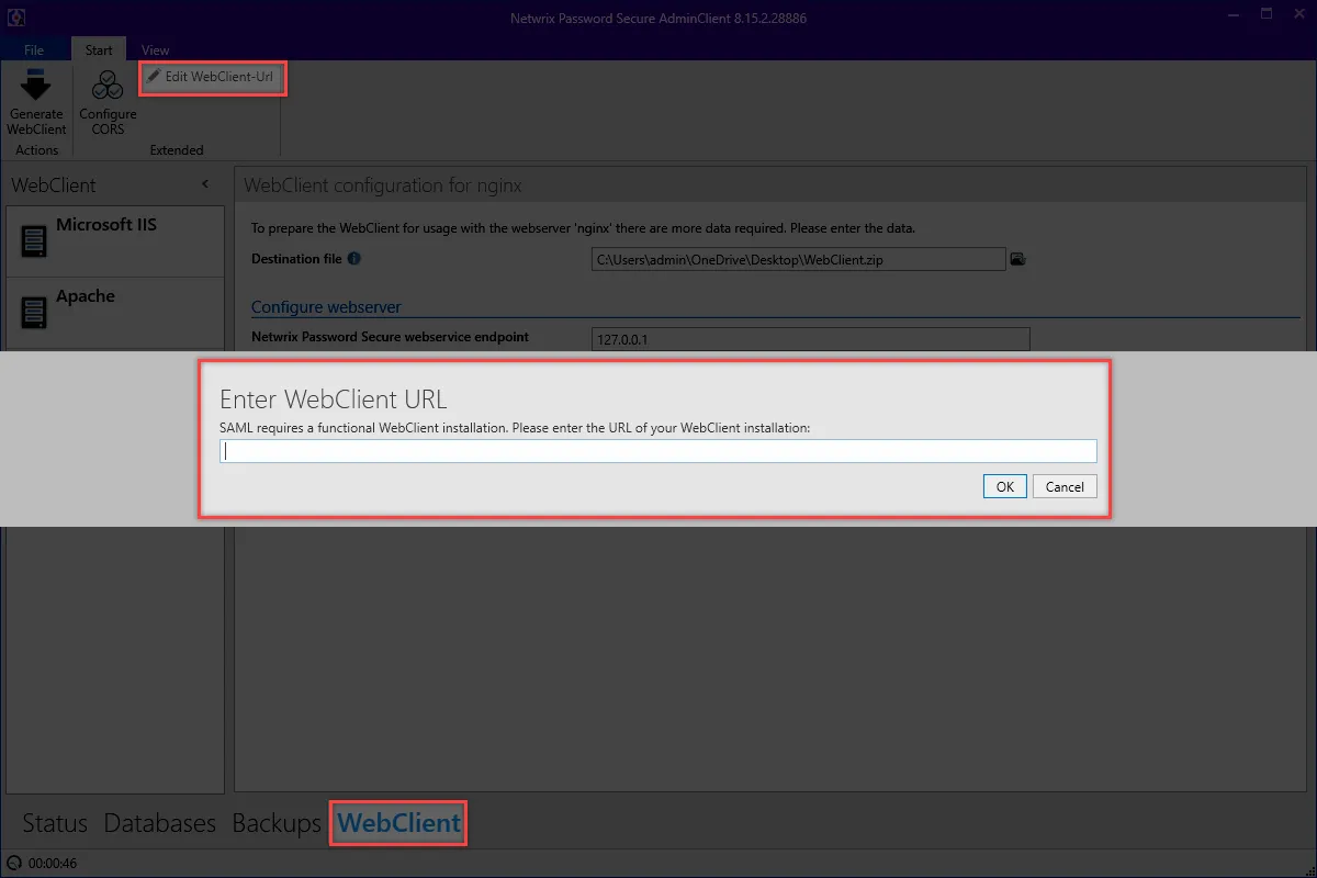 Edit WebClient URL