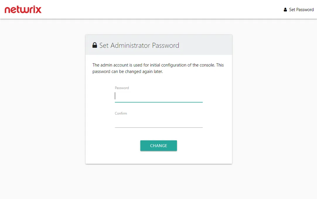 Set Builtin Administrator Password page
