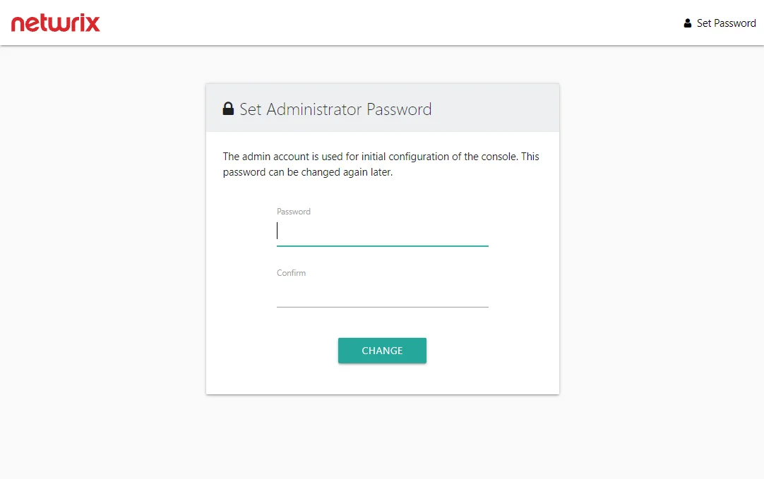 Set Builtin Administrator Password page