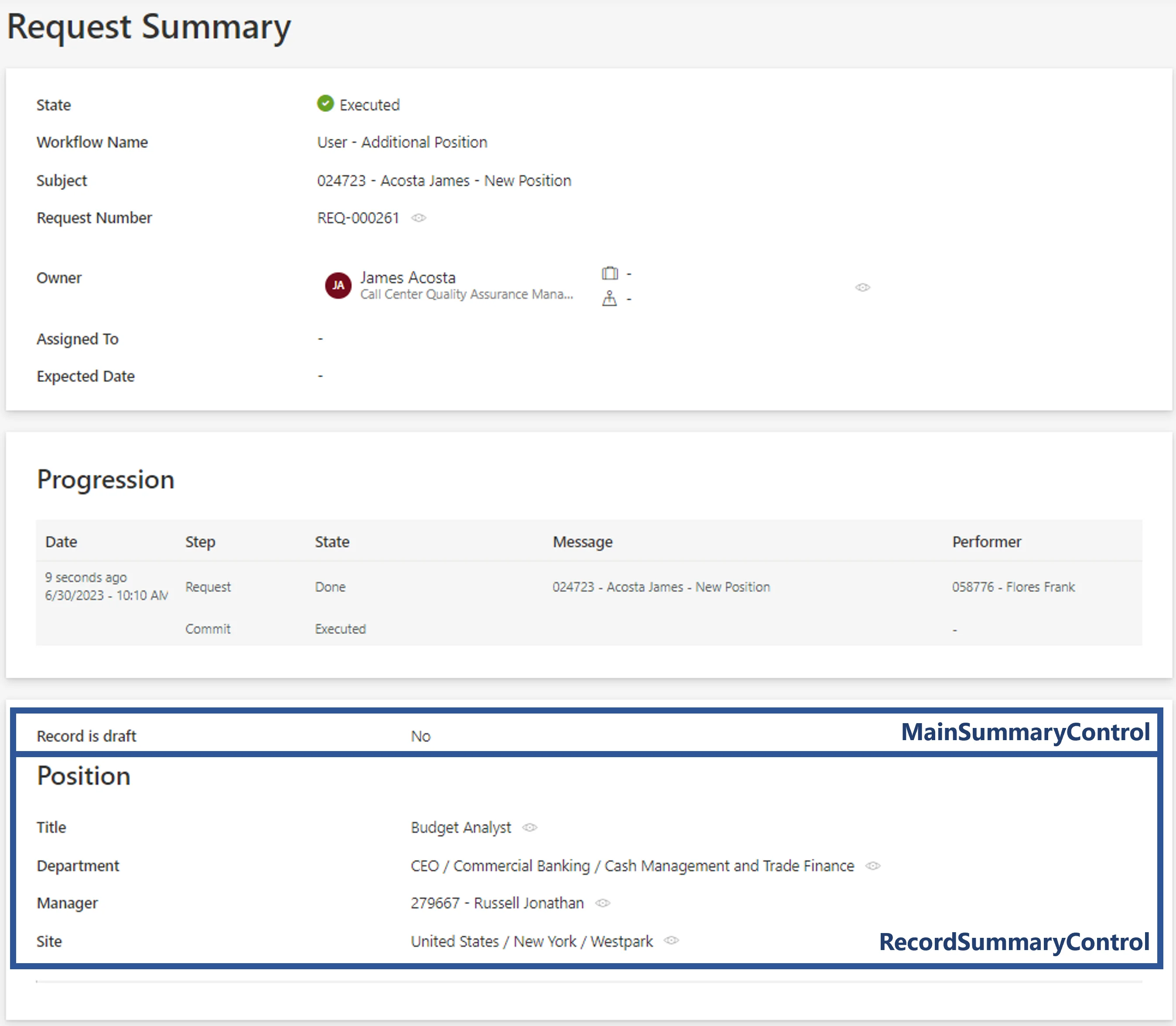 Summary Form Example - Computer Request