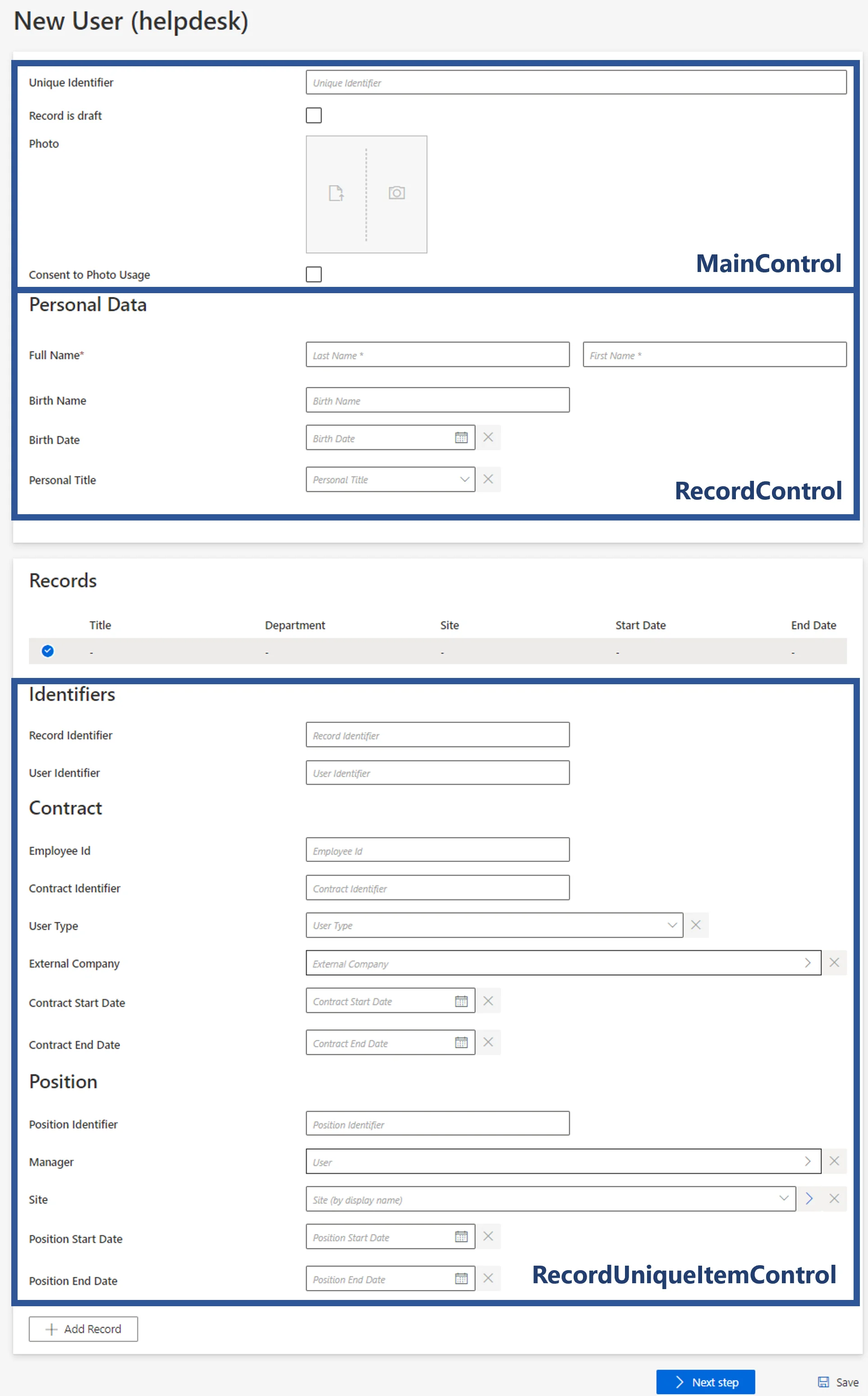 Form Example - New User from Helpdesk
