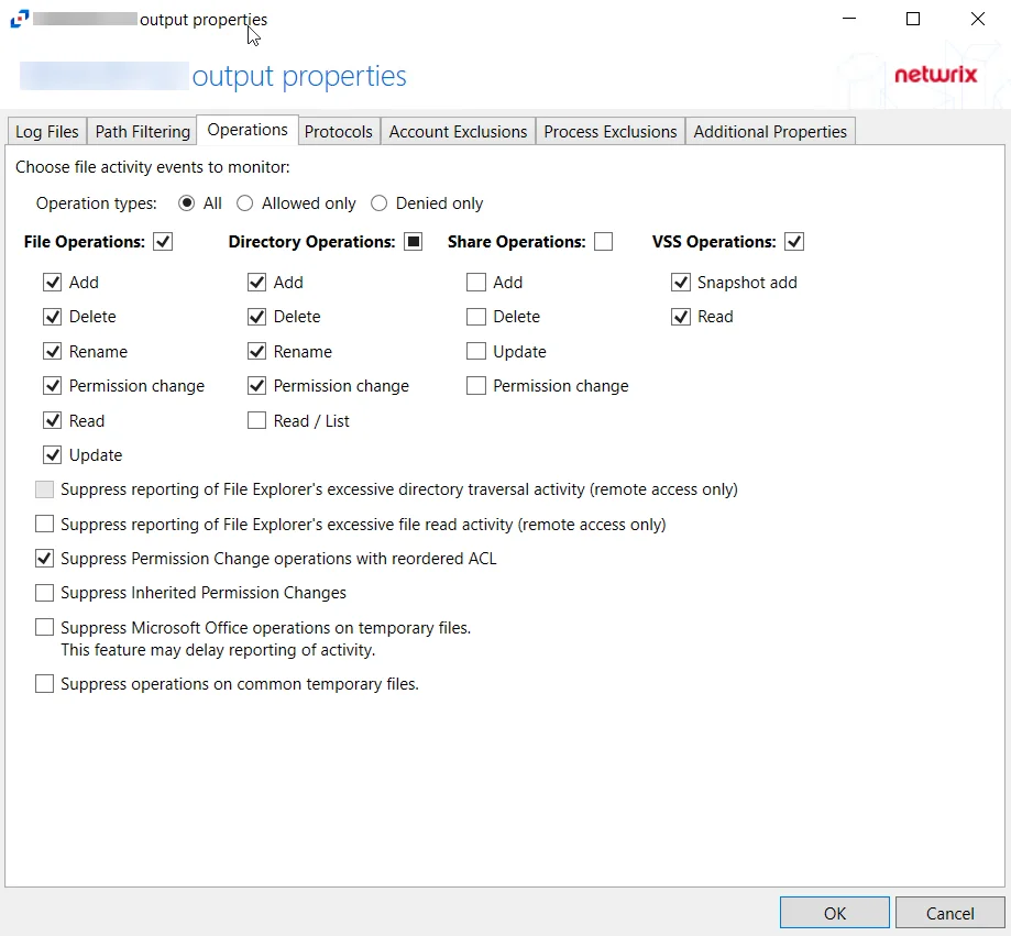 Operations Tab for File System