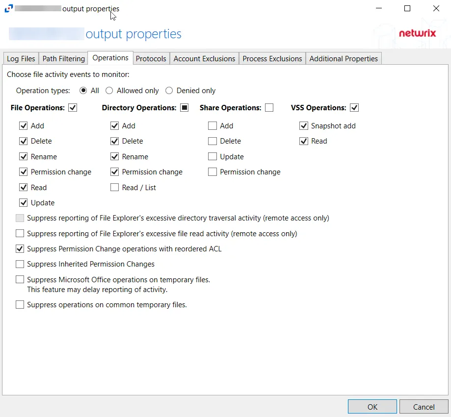 Operations Tab for File System