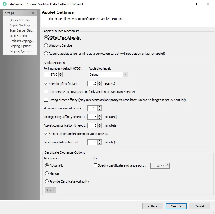 Applet Settings