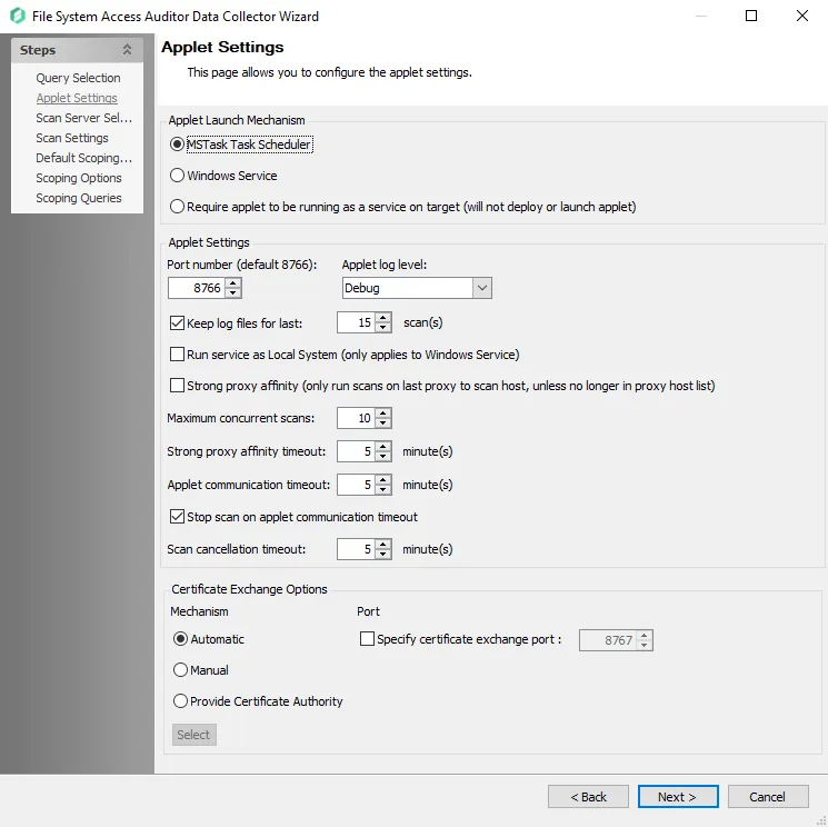 Applet Settings