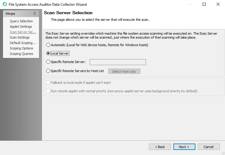 Scan Server Selection