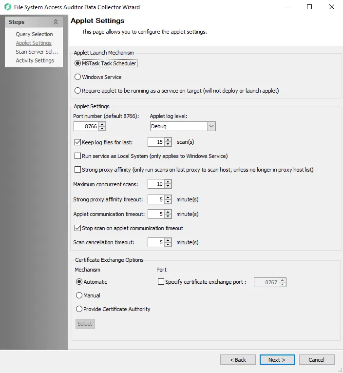 Applet Settings