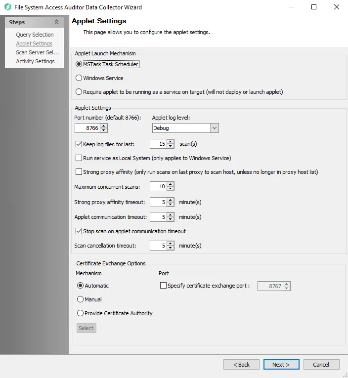 Applet Settings