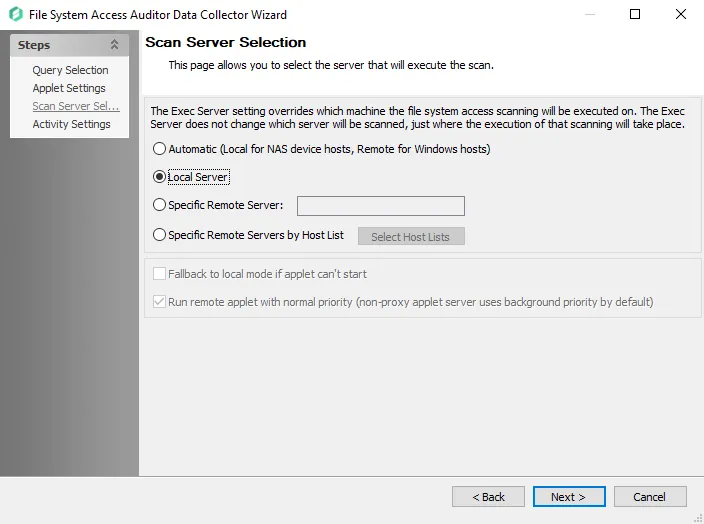 Scan Server Selection