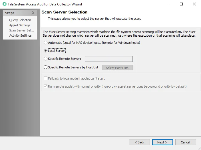 Scan Server Selection