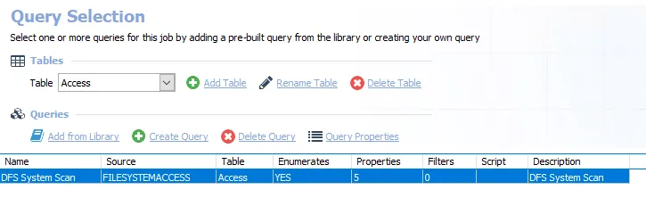 Query for the 0-FSDFS System Scans Job