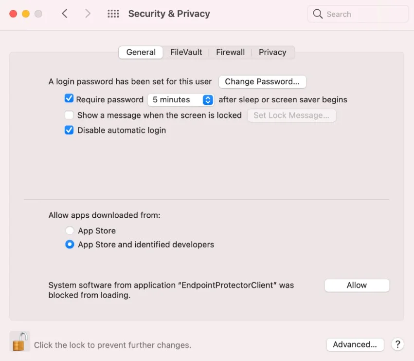 select the General tab and allow the Endpoint Protector Client Extension
