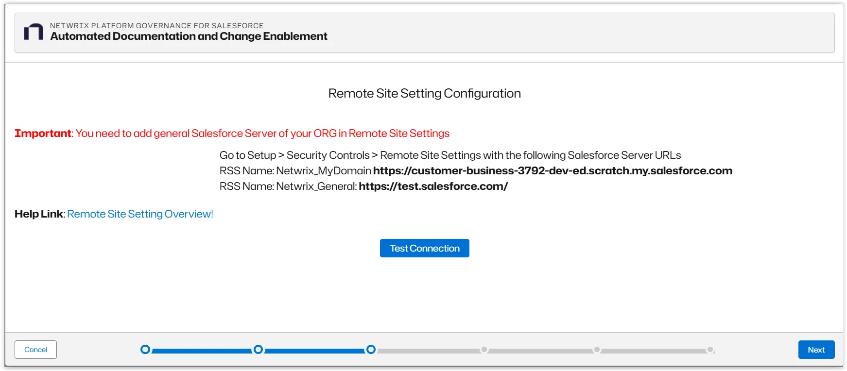 Testing the connection