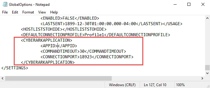 GlobalOptions.xml file in Notepad