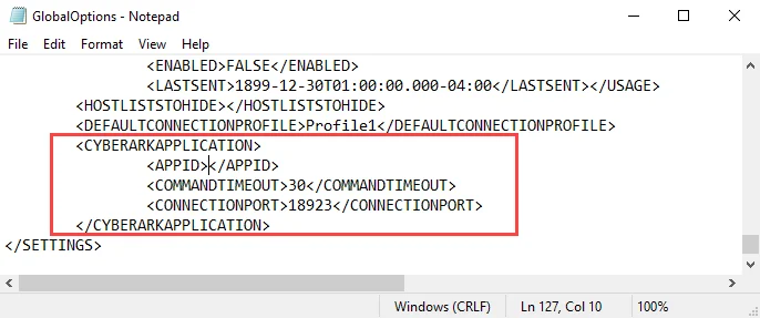 GlobalOptions.xml file in Notepad
