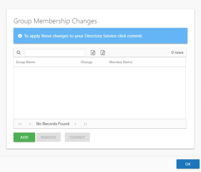 Group Membership Changes window