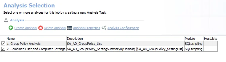 Analysis Tasks for the AD_GroupPolicy Job