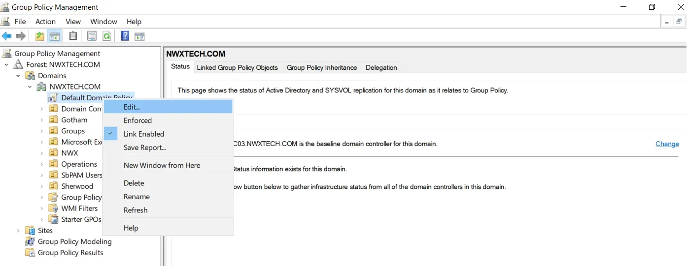 Group Policy Management console
