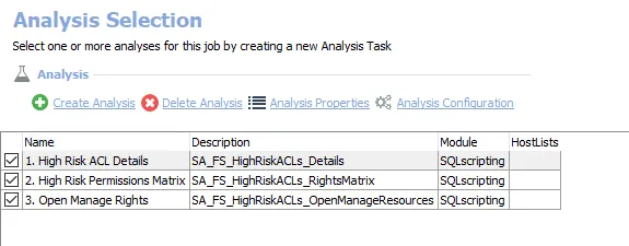Analysis Tasks for the FS_HighRiskACLs Job