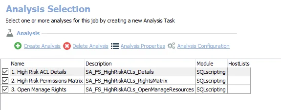Analysis Tasks for the FS_HighRiskACLs Job