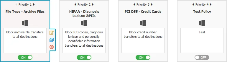 HIPAA policies can be created and used on their own or in combination with regular policies