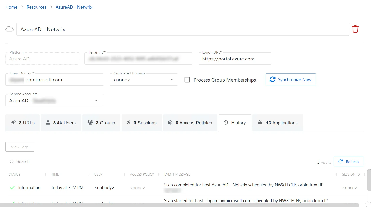 History Tab Azure AD
