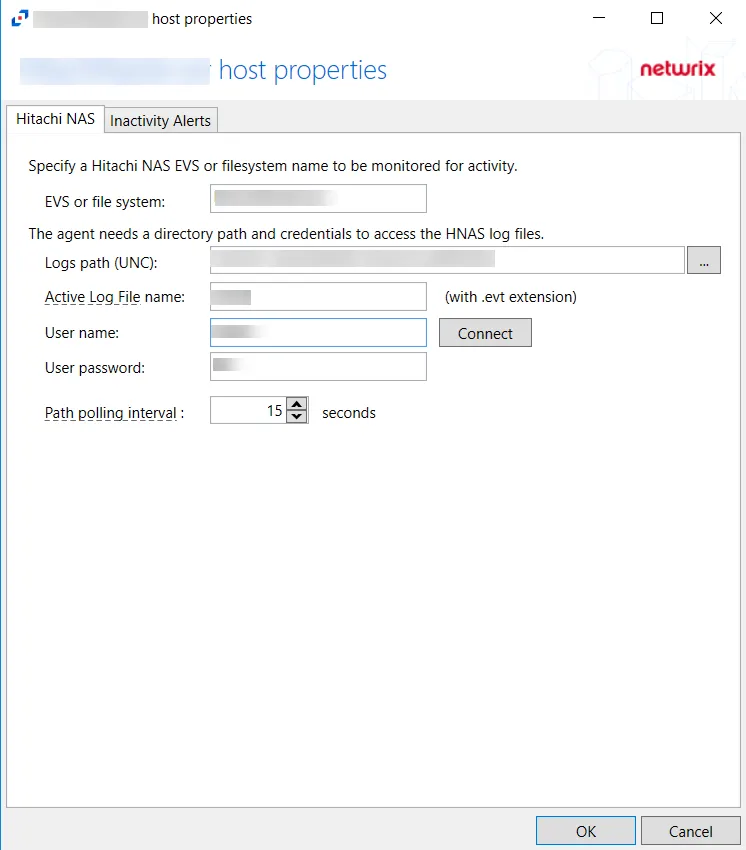 Host Properties - Hitachi Tab