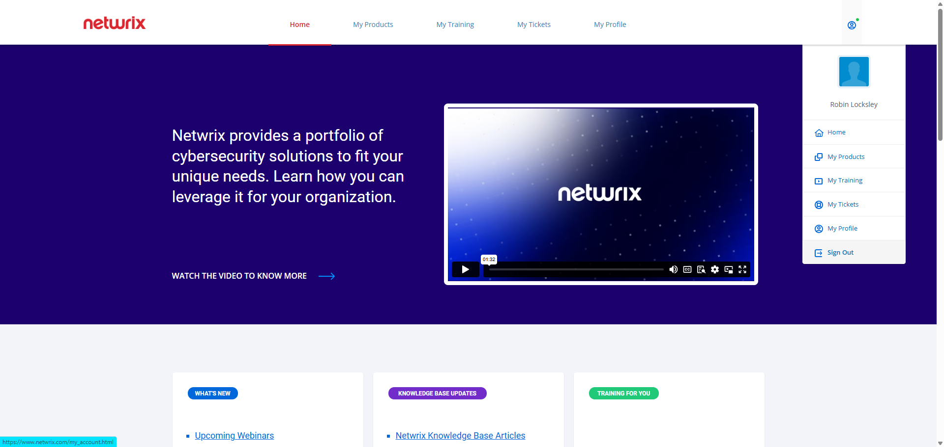 Customer Portal Home Page