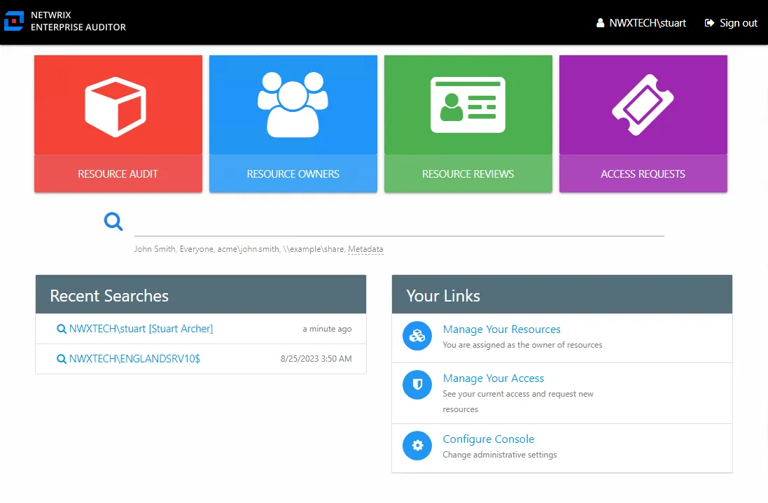 Administrator user home page