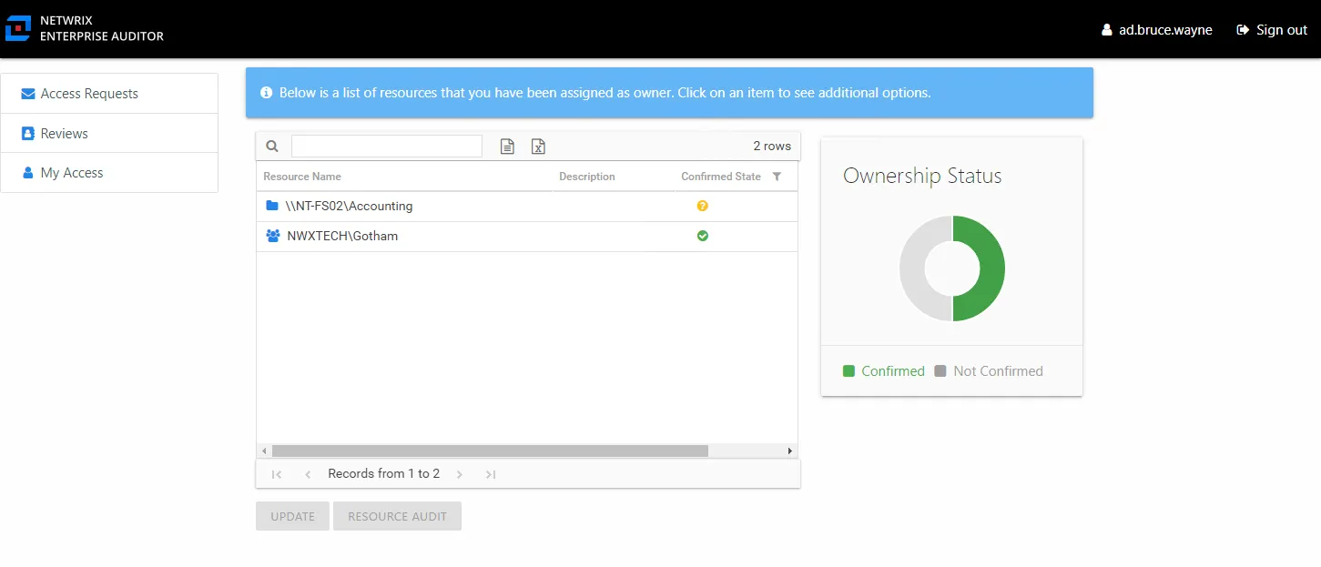 Home page for Resource Owner with no assigned role