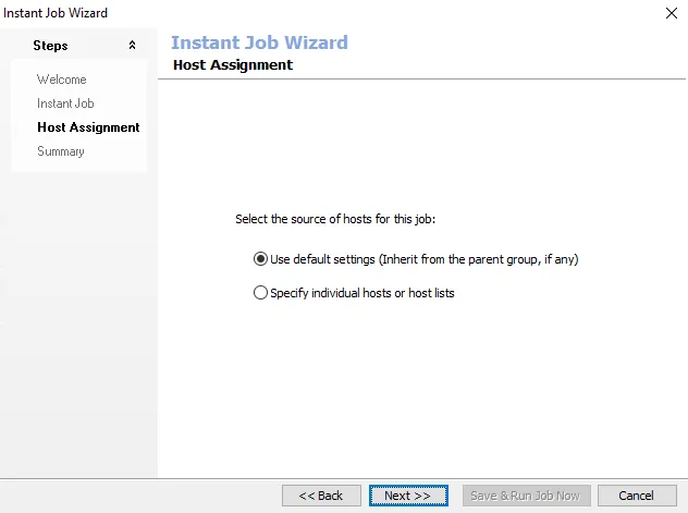 Host Assignment page
