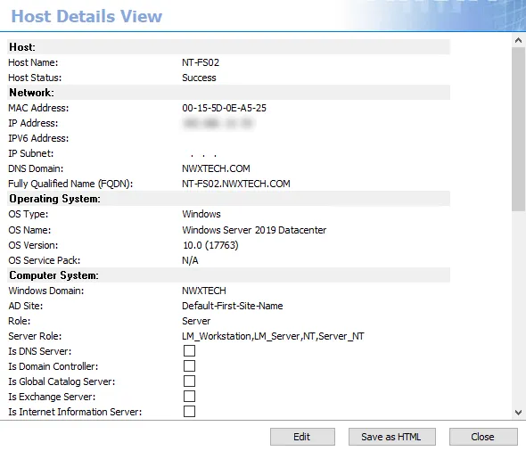 Host Details View