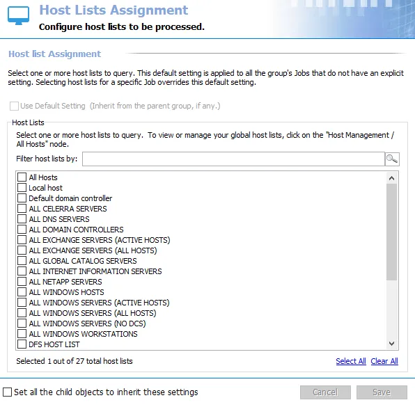 Job Group Host Lists Assignment