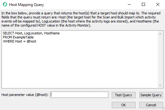 Host Mapping Query window